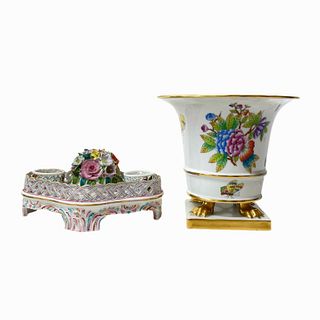 Herend Hand Painted Footed Urn and Jewelry Display
