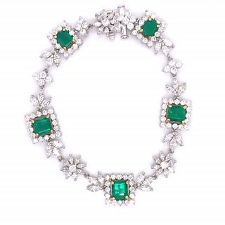 7.00 Ct. Diamond And Emerald Bracelet