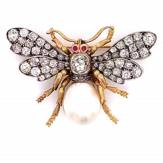Pearl & Diamond Bee Brooch