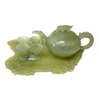 Chinese Carved Jade Tea Set