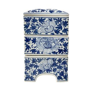 Three Tiered Blue and White Porcelain Box
