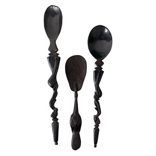 African Carved Wood Spoons