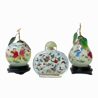 Lot of Chinese Decorated Glass