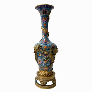 Chinese CloisonnÃ© Enameled Dragon Vase
