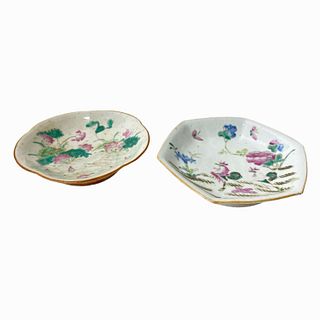 Two Antique Chinese Footed Dishes