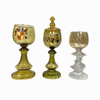 Set of 3 Assorted Glass Vessels
