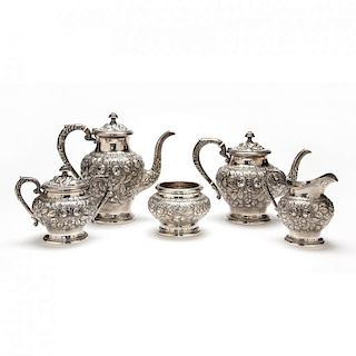 S. Kirk & Son "Repousse" Sterling Silver Tea & Coffee Service