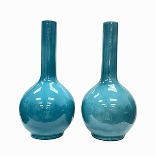 Pair of Chinese Crackle Glazed Porcelain