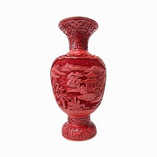 Chinese Antique Carved Cinnabar Lacquer Vase