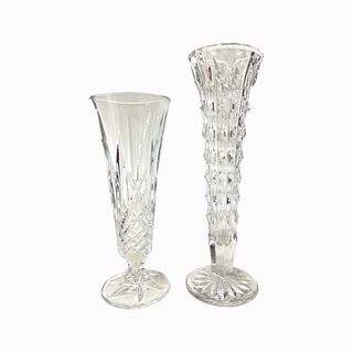 Pair of Crystal Flower Vases