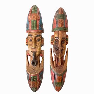Pair of Malaysian Carved Masks