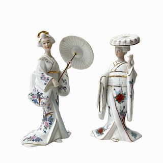 Pair of Vintage Chinese Porcelain Figurine Geishas