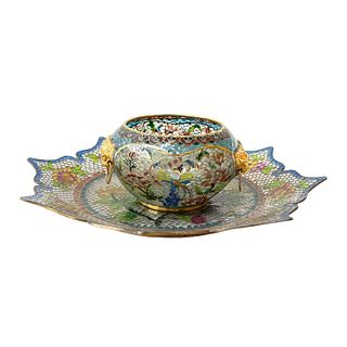 Chinese Mosaic Glass Bowl and Under Plate