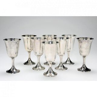 An Assembled Set of (8) Sterling Silver Water Goblets