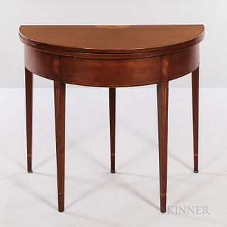 Federal Inlaid Cherry Demilune Table