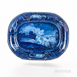Staffordshire Historical Blue Transfer-decorated "Niagara from the American Side" Platter