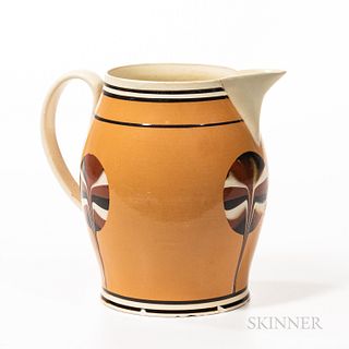 Slip-decorated Creamware Dipped Fan Pitcher