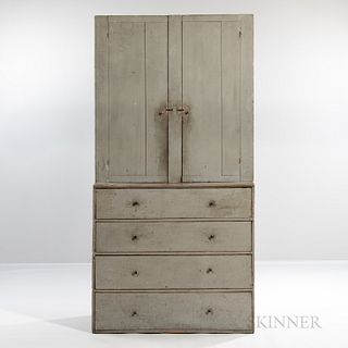 Blue/gray-painted Cupboard