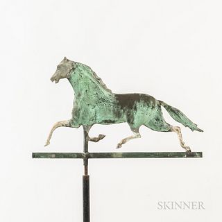 Small Gilt Copper Running Horse Weathervane