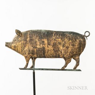 Gilt and Molded Copper Pig Weathervane