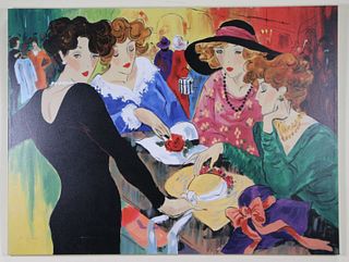M. BANKS LADIES WITH HATS LITHOGRAPH SIGNED