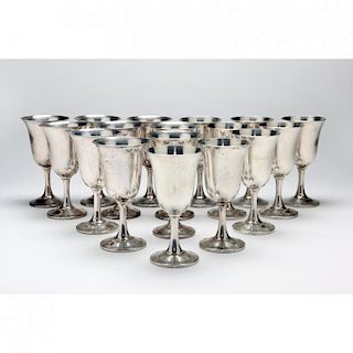 Set of (17) Sterling Silver Water Goblets