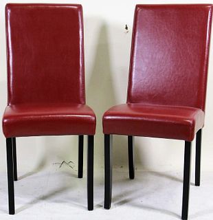 PAIR OF RED LEATHER CHAIRS