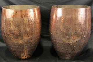PAIR OF LARGE GLASS VASES