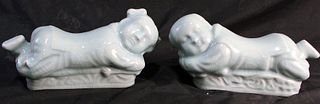 PAIR OF PILLOW CHILD FIGURINES