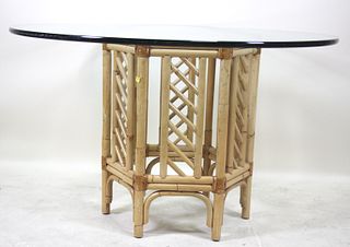MID-CENTURY MODERN TABLE BASE WITH GLASS TOP