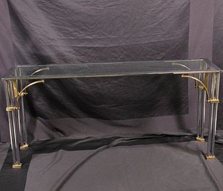 VINTAGE CHROME AND GLASS CONSOLE TABLE