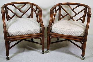 SET OF FOUR CHINESE CHIPPENDALE RATTAN CHAIRS