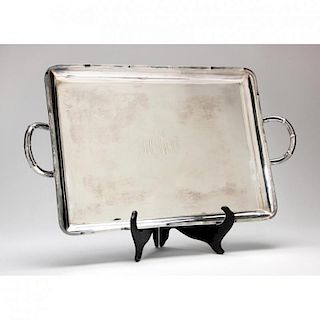 Vintage Bamboo Motif Silverplate Cocktail Tray