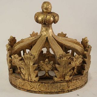 LARGE WOOD CARVED & GILDED CROWN