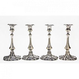 Set of Four Antique Silverplate Candlesticks