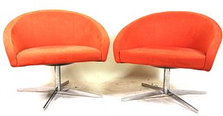 PAIR OF ORANGE HAWORTH COLLECTION LOUNGE CHAIRS