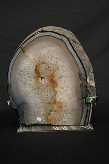 LARGE AGATE SLICE ON STAND