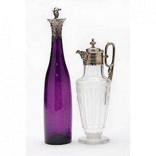 19th Century Silver Mounted Claret Bottle & Jug