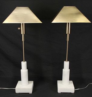 PAIR OF CONTEMPORARY MARBLE BASE LAMPS