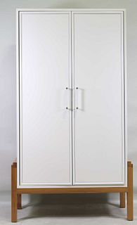 CONTEMPORARY TWO DOOR CABINET WITH LUCITE HANDLES