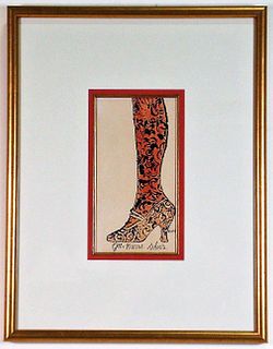 ANDY WARHOL "GEE, MERRIE SHOES" HAND COLORED LITHO