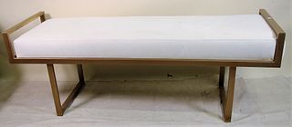 GILT METAL BENCH WITH LINEN SEAT