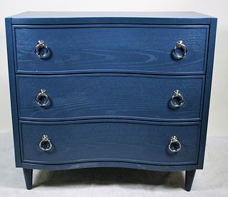 CHIC BLUE CURVED FRONT THREE DRAWER CHEST