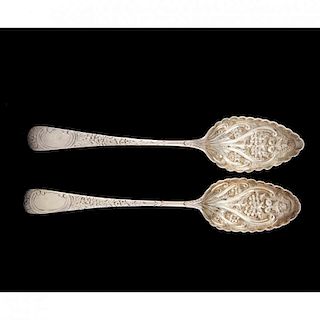 Pair of Georgian Silver Berry Spoons