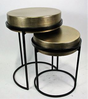 TEXTURED BRASS TOP NEST OF TABLES
