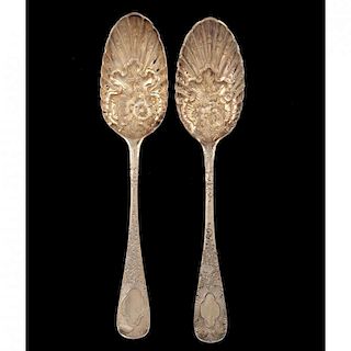 Pair of Georgian Silver-Gilt Berry Spoons