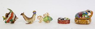 MIXED LOT OF FIVE ANIMAL JEWELRY BOXES