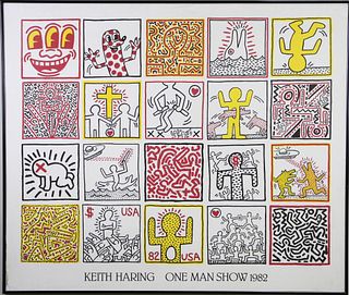 FRAMED KEITH HARING ONE MAN SHOW OFFSET LITHOGRAPH