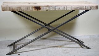 CONTEMPORARY WOOD TOP FOLDING CONSOLE TABLE