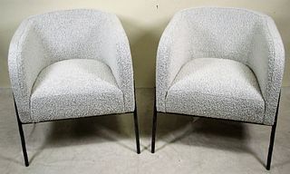 PAIR OF CONTEMPORARY MARBLED CLUB CHAIRS